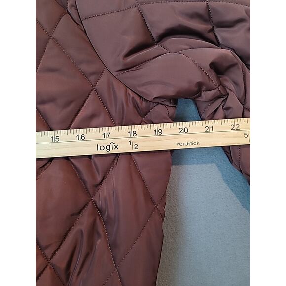 Guess Sonia Puffer Bomber Jacket Women’s M Reddish Brown Y2K Crop - Picture 5 of 9